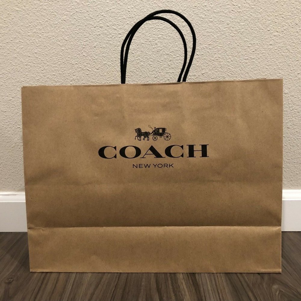 NEW COACH Medium Paper Shopping Gift Bag - Size 12"x16x6.25" - BROWN color